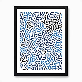 Organic Digital Shapes Blue Art Print