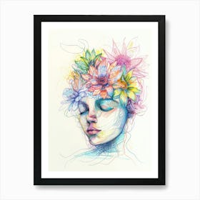 Flowers In The Head 2 Art Print