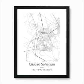 Ciudad Sahagun,Mexico Minimalist Map Art Print