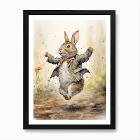 Bunny Dancing Rabbit Prints Watercolour 3 Art Print