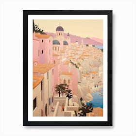 Dubrovnik Croatia 1 Vintage Pink Travel Illustration Art Print