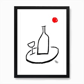 Just a glass of wine in a 5@7 | black version Art Print