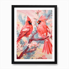 Vintage Japanese Inspired Bird Print Northern Cardinal 1 Art Print
