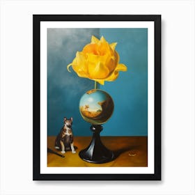 Daffodils With A Cat 3 Dali Surrealism Style Art Print