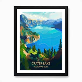 Crater Lake National Park Travel Poster Illustration Style 3 Art Print