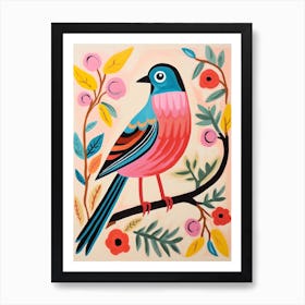 Pink Scandi Finch 4 Art Print