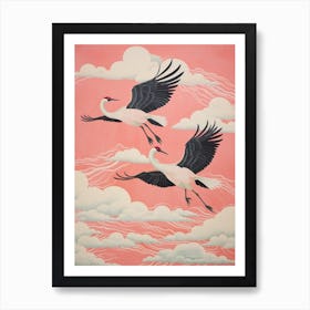 Vintage Japanese Inspired Bird Print Emu 3 Art Print