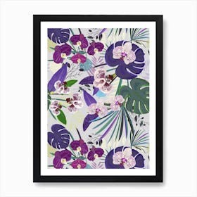 Orchid Tropical Leaves Art Print