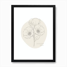 August Poppy  Birth Flower | Neutral Florals Art Print