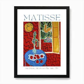 Henri Matisse Red Interior, Still Life on a Blue Table 1947 in HD Vibrant Colorful Feature Wall Art Poster Print from the Original Work - High Resolution Art Print