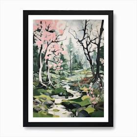 Grenn And White Trees In The Woods Painting 7 Art Print