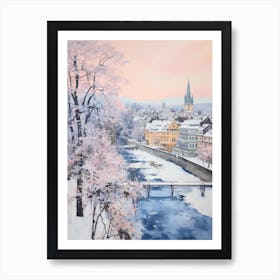 Dreamy Winter Painting Geneva Switzerland 2 Art Print