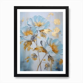 Blue And Gold Flowers Art Print