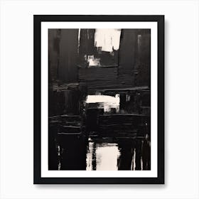 Black Brush Strokes Abstract 3 Art Print