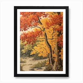 Poplar 2 Vintage Autumn Tree Print  Art Print