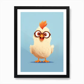 Cartoon Chicken With Glasses Affiche