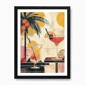 Art Deco Tropical Cocktails Poster