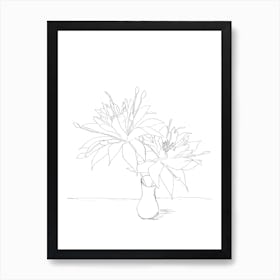Fantasy Flower Pair Line Art Print
