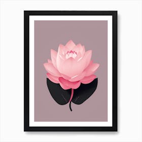 A Pink Lotus In Minimalist Style Vertical Composition 31 Art Print