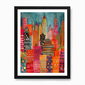 Kitsch Colourful New York Painting 1 Art Print