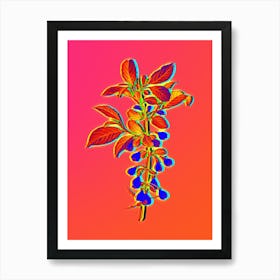 Neon Mountain Silverbell Botanical in Hot Pink and Electric Blue n.0560 Art Print