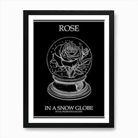 Rose In A Snow Globe Line Drawing 1 Poster Inverted Art Print