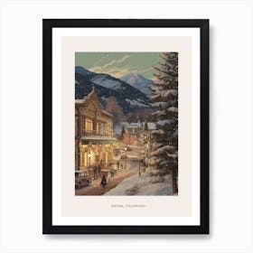 Vintage Winter Poster Aspen Colorado 4 Art Print