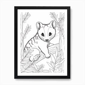 Line Art Jungle Animal Civet 3 Art Print