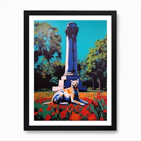 A Painting Of A Cat In Royal Botanic Garden, Melbourne In The Style Of Pop Art 01 Art Print