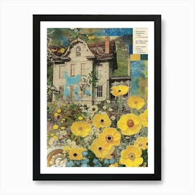 Yellow Flowers Scrapbook Collage Cottage 1 Art Print