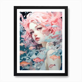 Pink Haired Girl Art Print