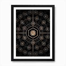 Geometric Glyph Radial Array in Glitter Gold on Black n.0270 Art Print