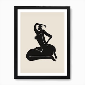 Curvy Nude In Black Art Print