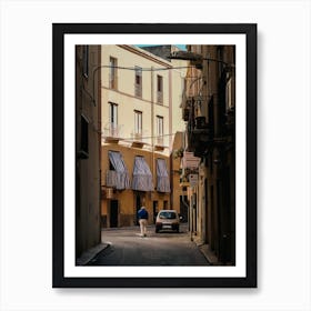 Morning Stripey Strolls Through Sicily Art Print