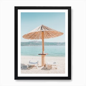Positano Beach Umbrella Art Print