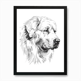 Great Pyrenees Dog Line Sketch Art Print