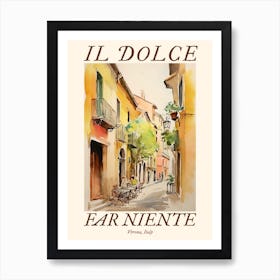 Il Dolce Far Niente Verona, Italy Watercolour Streets 2 Poster Art Print