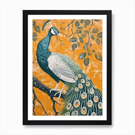 Blue Mustard Peacock In The Tree 1 Art Print