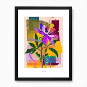 Columbine 3 Neon Flower Collage Poster Art Print