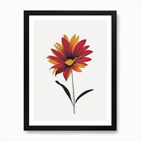 Gazania Floral Minimal Line Drawing 2 Flower Art Print