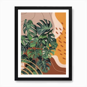 Abstract Shapes Monstera Plant Art Print