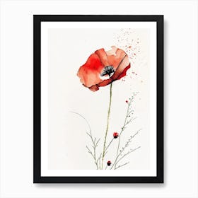 Poppy Herb Minimalist Watercolour 2 Art Print