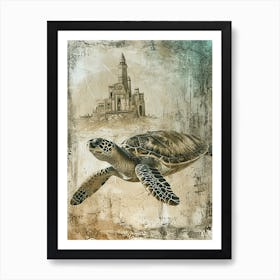 Vintage Turtle With A Castle 1 Art Print