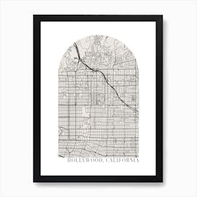 Hollywood California Boho Minimal Arch Street Map 1 Art Print