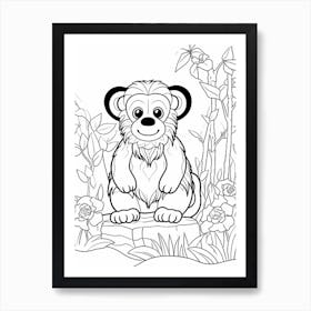 Line Art Jungle Animal Emperor Tamarin 4 Art Print