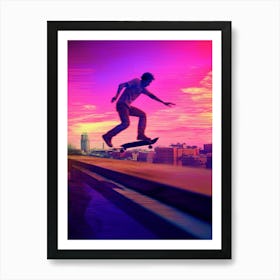 Skateboarding In Sao Paulo, Brazil Futuristic 4 Art Print