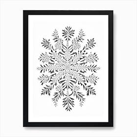 Winter, Snowflakes, William Morris Inspired Art Print