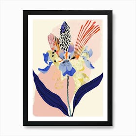 Colourful Flower Illustration Bluebonnet 1 Art Print