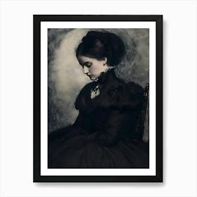 Dark Gothic Lady In Black 1 Art Print