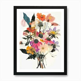 Coneflower 1 Collage Flower Bouquet Art Print